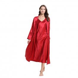New Fashion Night Dress Sleepwear Silky Satin Robe Gowns
